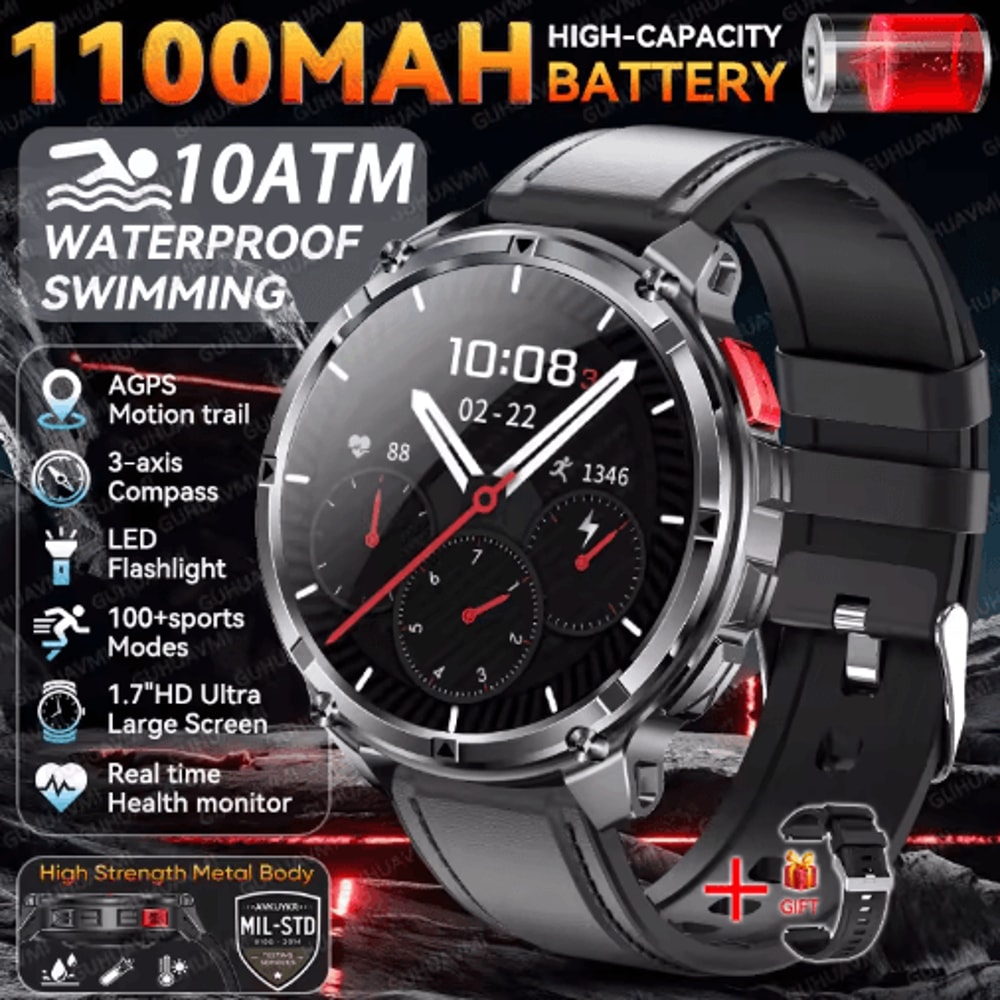 2026 TRex3 Pro Military GPS Smartwatch 1100mAh LongStandby Rugged Outdoor Watch 9