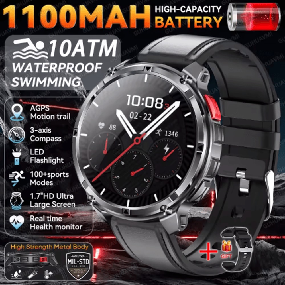 TRex 3 Pro Rugged Smartwatch Military GPS 10ATM Waterproof Power Watch 10