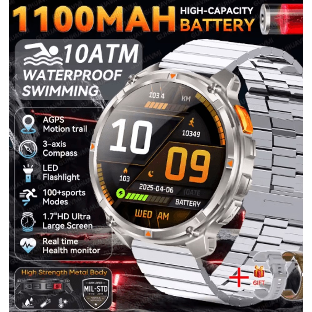TRex 3 Pro Rugged Smartwatch Military GPS 10ATM Waterproof Power Watch 2