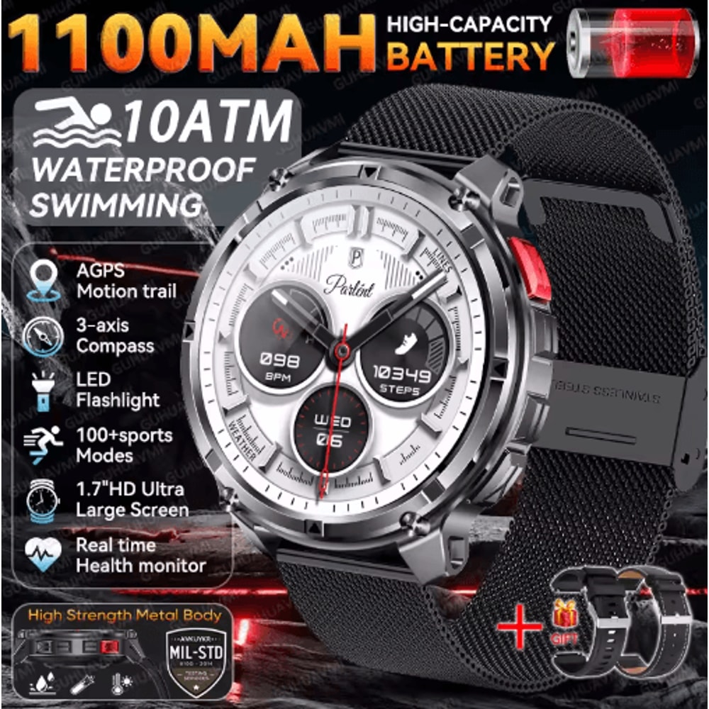 TRex 3 Pro Rugged Smartwatch Military GPS 10ATM Waterproof Power Watch 7