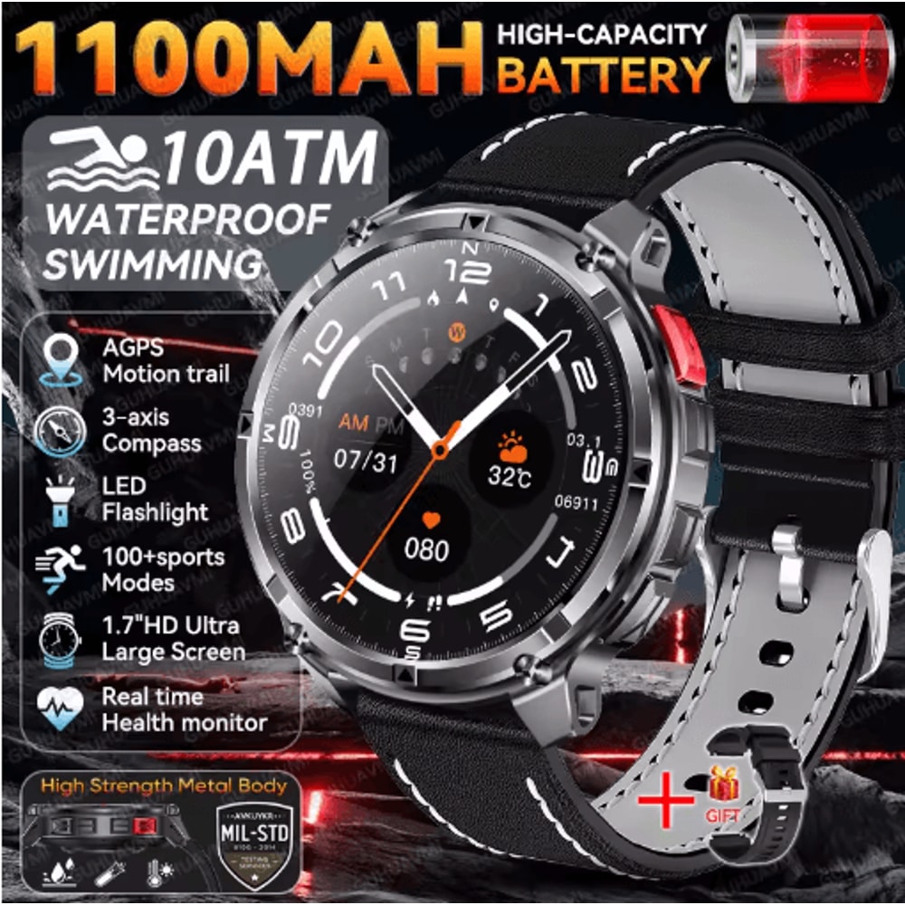 TRex 3 Pro Rugged Smartwatch Military GPS 10ATM Waterproof Power Watch 8