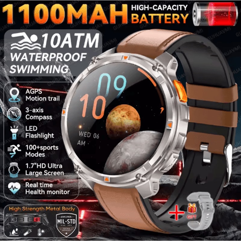 TRex 3 Pro Rugged Smartwatch Military GPS 10ATM Waterproof Power Watch 9