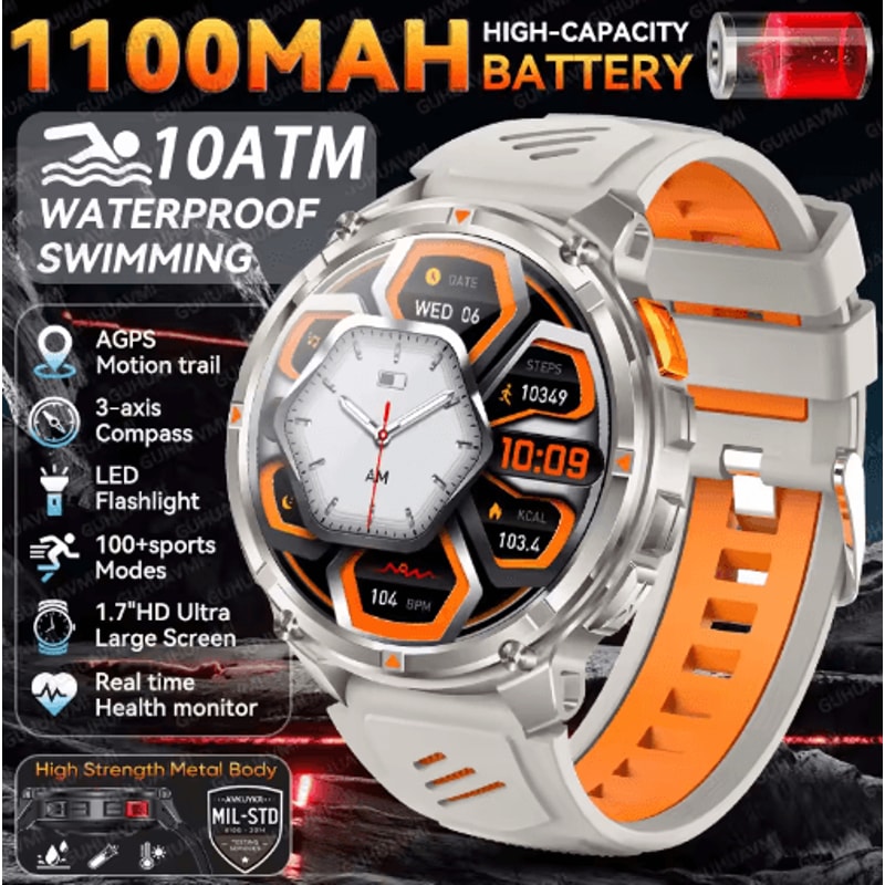 TRex 3 Pro Rugged Smartwatch Military GPS 10ATM Waterproof Power Watch 12