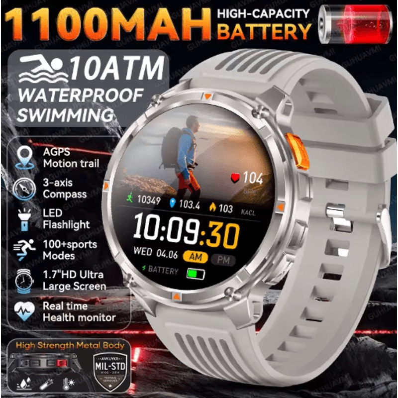 TRex 3 Pro Rugged Smartwatch Military GPS 10ATM Waterproof Power Watch 15