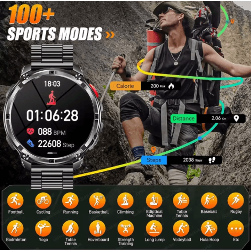 TRex 3 Pro Rugged Smartwatch Military GPS 10ATM Waterproof Power Watch 18
