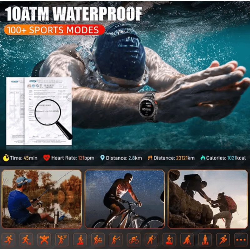 TRex 3 Pro Rugged Smartwatch Military GPS 10ATM Waterproof Power Watch 19