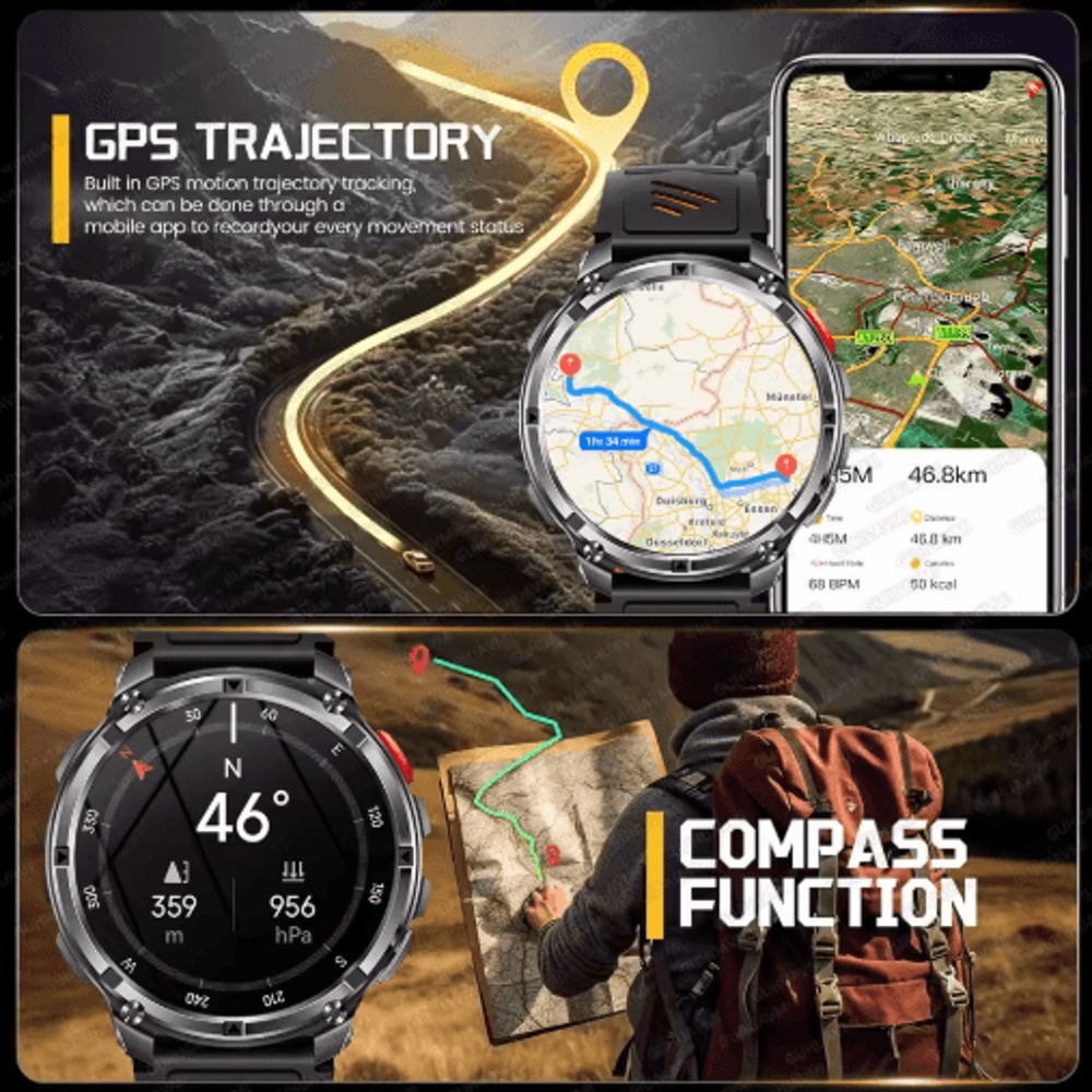 TRex 3 Pro Rugged Smartwatch Military GPS 10ATM Waterproof Power Watch 20