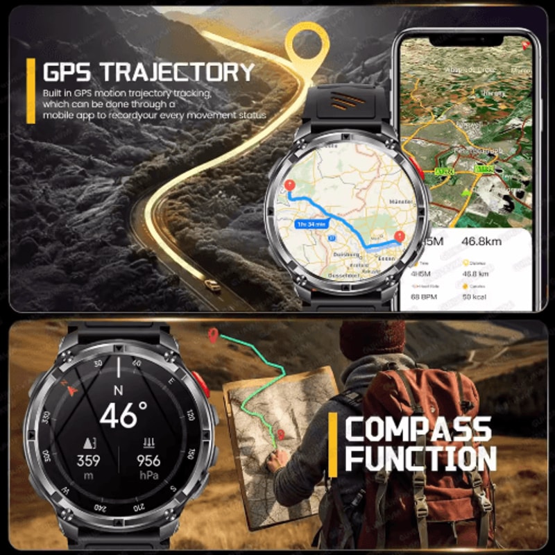 TRex 3 Pro Rugged Smartwatch Military GPS 10ATM Waterproof Power Watch 20
