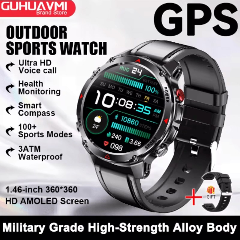 AeroTrack Pro GPS Smartwatch AMOLED NFC Calling Sports Watch 10