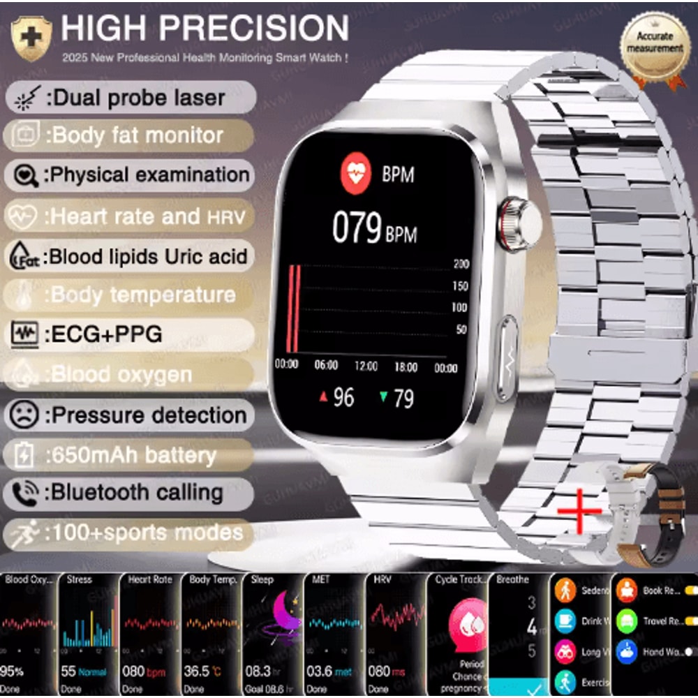 VitaSense Pro AI Health Smartwatch ECG PPG Blood Pressure Uric Acid Monitor 1
