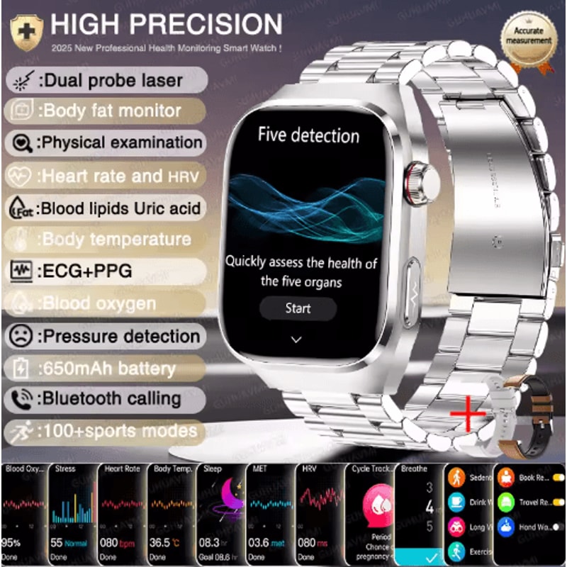 VitaSense Pro AI Health Smartwatch ECG PPG Blood Pressure Uric Acid Monitor 3