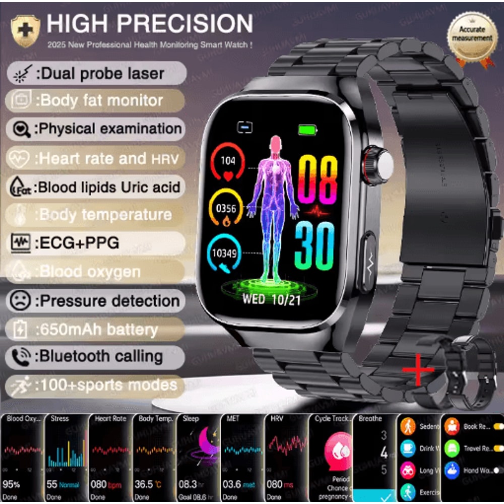 VitaSense Pro AI Health Smartwatch ECG PPG Blood Pressure Uric Acid Monitor 4