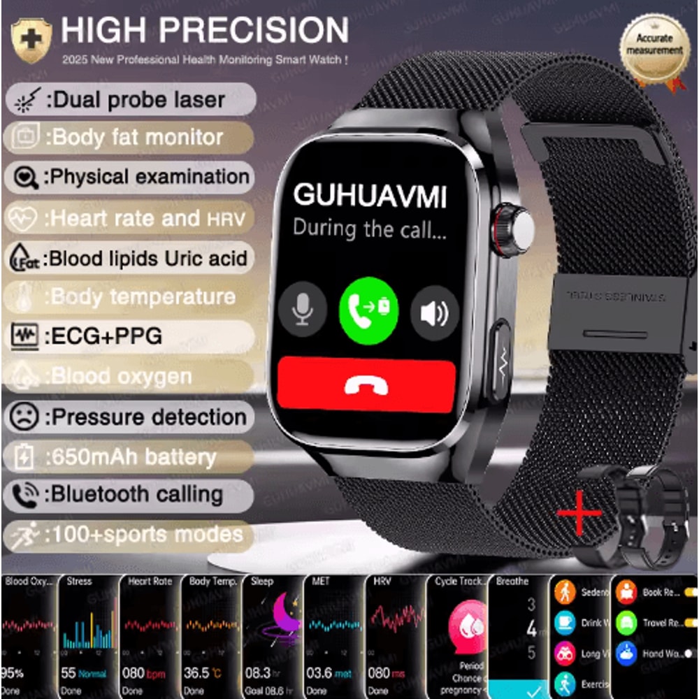 VitaSense Pro AI Health Smartwatch ECG PPG Blood Pressure Uric Acid Monitor 6