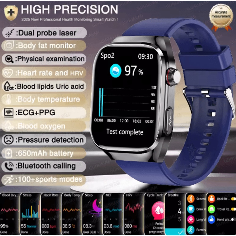 VitaSense Pro AI Health Smartwatch ECG PPG Blood Pressure Uric Acid Monitor 9