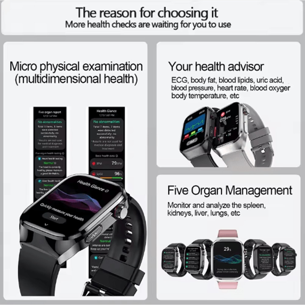 VitaSense Pro AI Health Smartwatch ECG PPG Blood Pressure Uric Acid Monitor 13