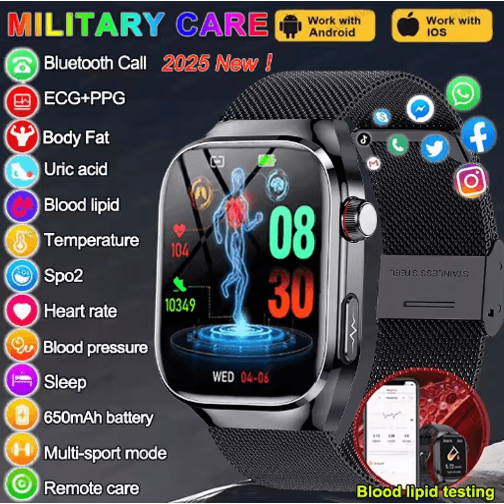 VitaSense Pro AI Health Smartwatch ECG PPG Blood Pressure Uric Acid Monitor 0