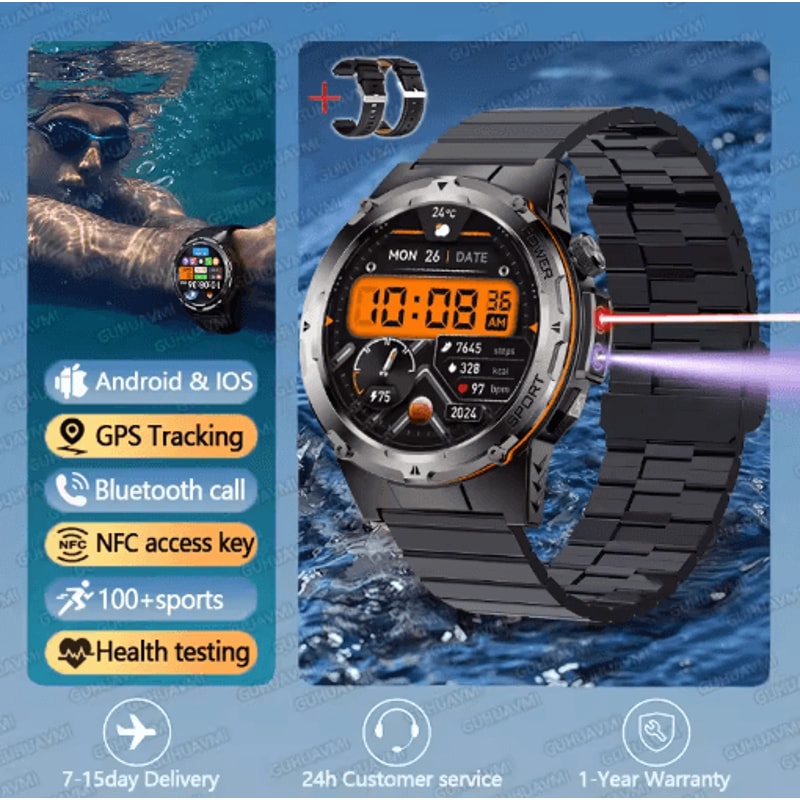 TRex 3 Tactical GPS Smartwatch Military Rugged NFC Call Waterproof Watch 1