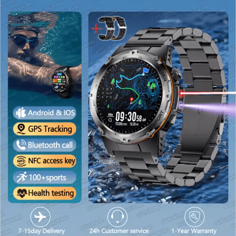 TRex 3 Tactical GPS Smartwatch Military Rugged NFC Call Waterproof Watch 2