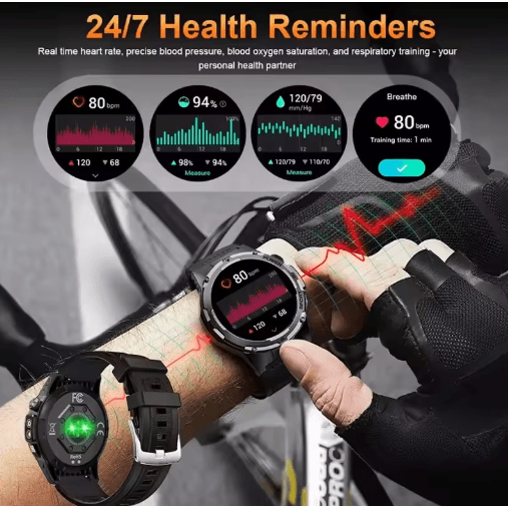 TRex 3 Tactical GPS Smartwatch Military Rugged NFC Call Waterproof Watch 11