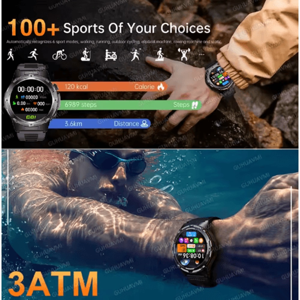 TRex 3 Tactical GPS Smartwatch Military Rugged NFC Call Waterproof Watch 12