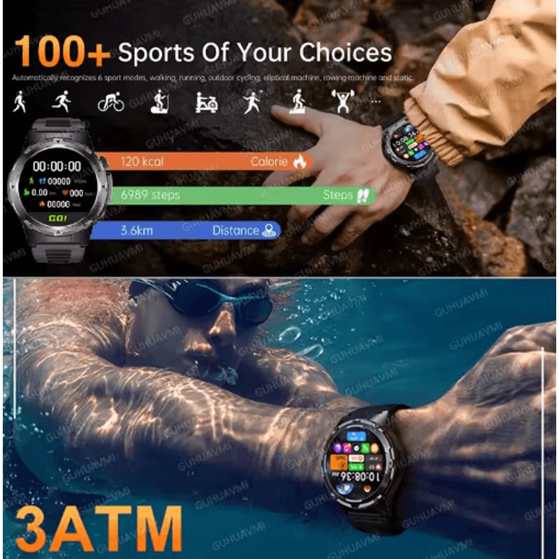 TRex 3 Tactical GPS Smartwatch Military Rugged NFC Call Waterproof Watch 12