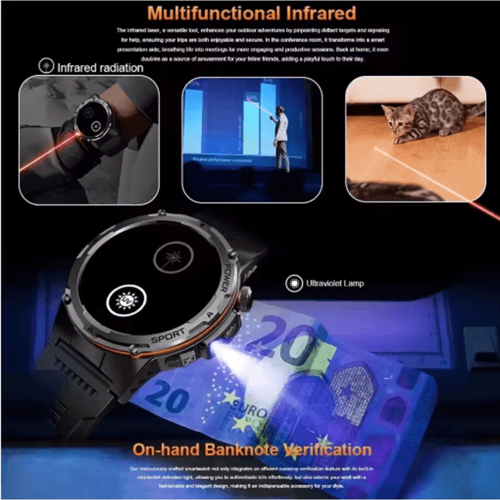 TRex 3 Tactical GPS Smartwatch Military Rugged NFC Call Waterproof Watch 14