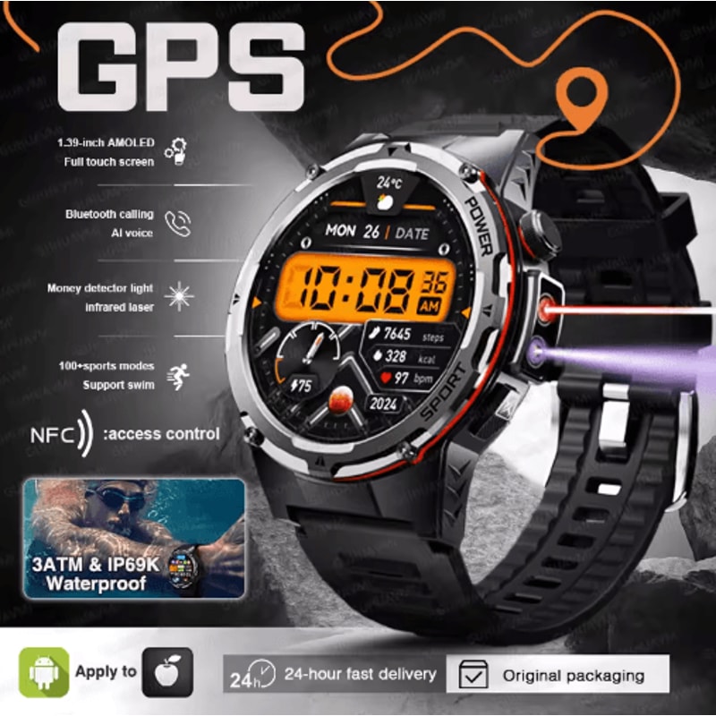 TRex 3 Tactical GPS Smartwatch Military Rugged NFC Call Waterproof Watch 0