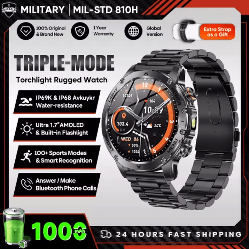 PowerTrack X1 AMOLED GPS Smartwatch 1000mAh NFC Bluetooth Call Fitness Watch 2