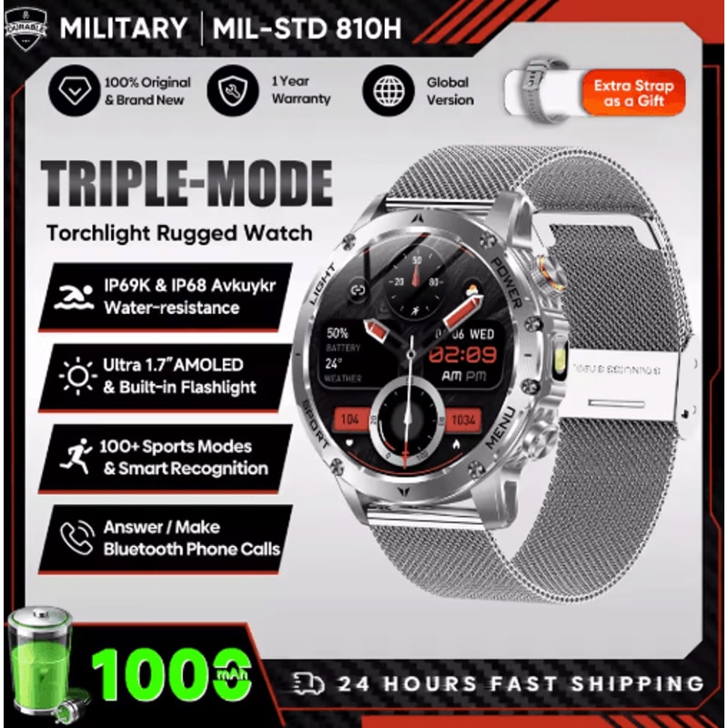 PowerTrack X1 AMOLED GPS Smartwatch 1000mAh NFC Bluetooth Call Fitness Watch 3