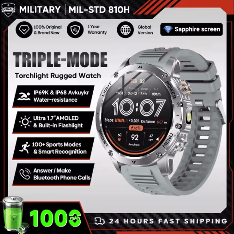 PowerTrack X1 AMOLED GPS Smartwatch 1000mAh NFC Bluetooth Call Fitness Watch 6