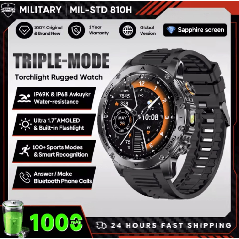 PowerTrack X1 AMOLED GPS Smartwatch 1000mAh NFC Bluetooth Call Fitness Watch 7