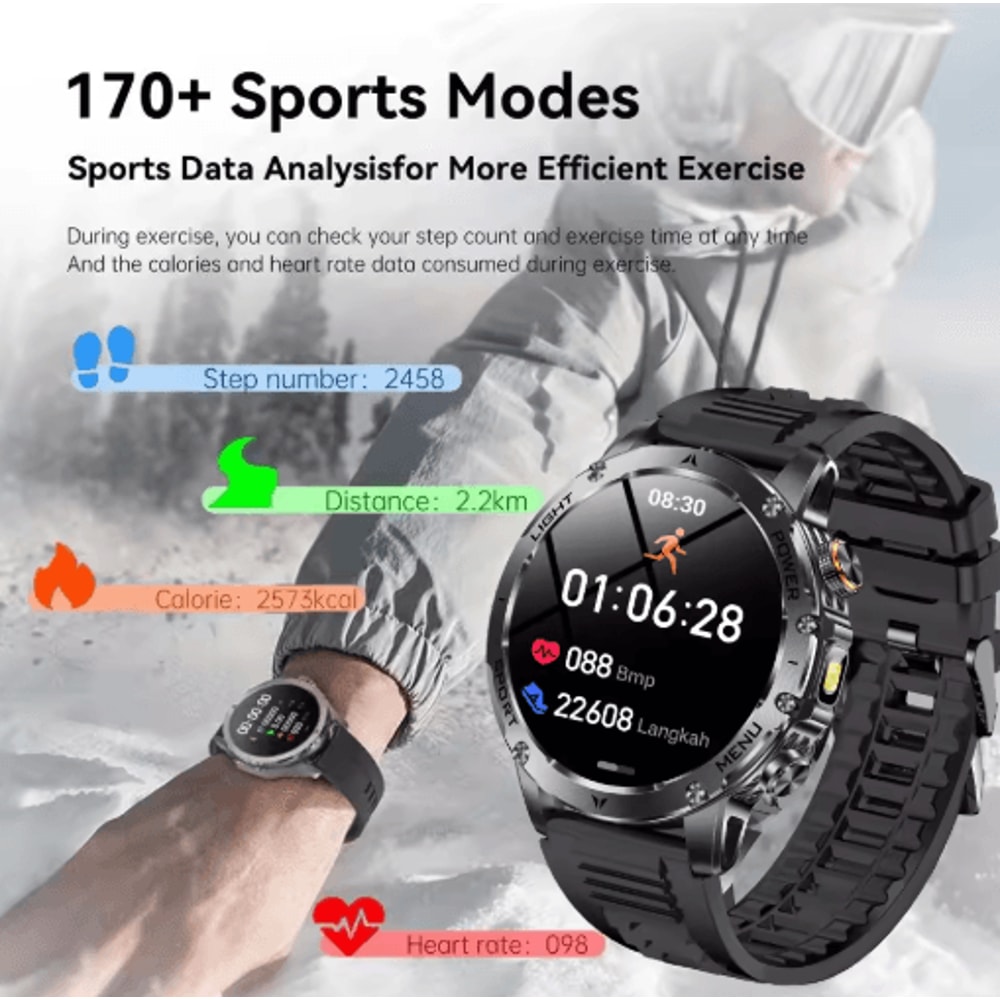 PowerTrack X1 AMOLED GPS Smartwatch 1000mAh NFC Bluetooth Call Fitness Watch 9