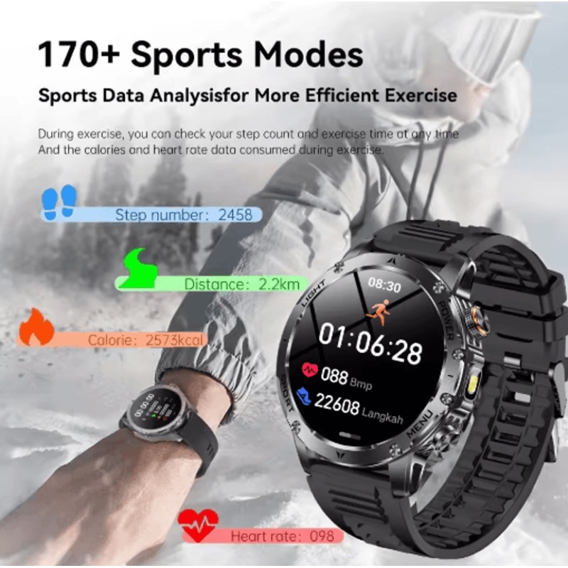 PowerTrack X1 AMOLED GPS Smartwatch 1000mAh NFC Bluetooth Call Fitness Watch 9