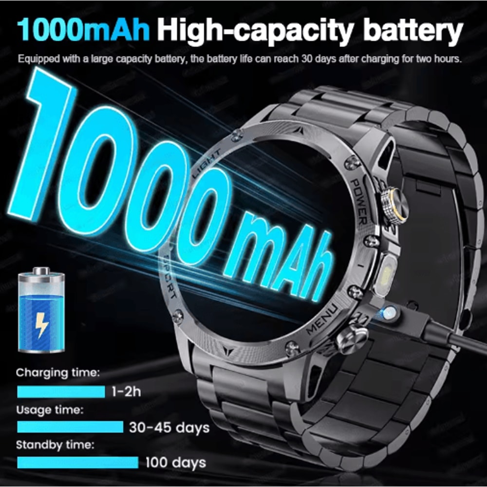 PowerTrack X1 AMOLED GPS Smartwatch 1000mAh NFC Bluetooth Call Fitness Watch 13