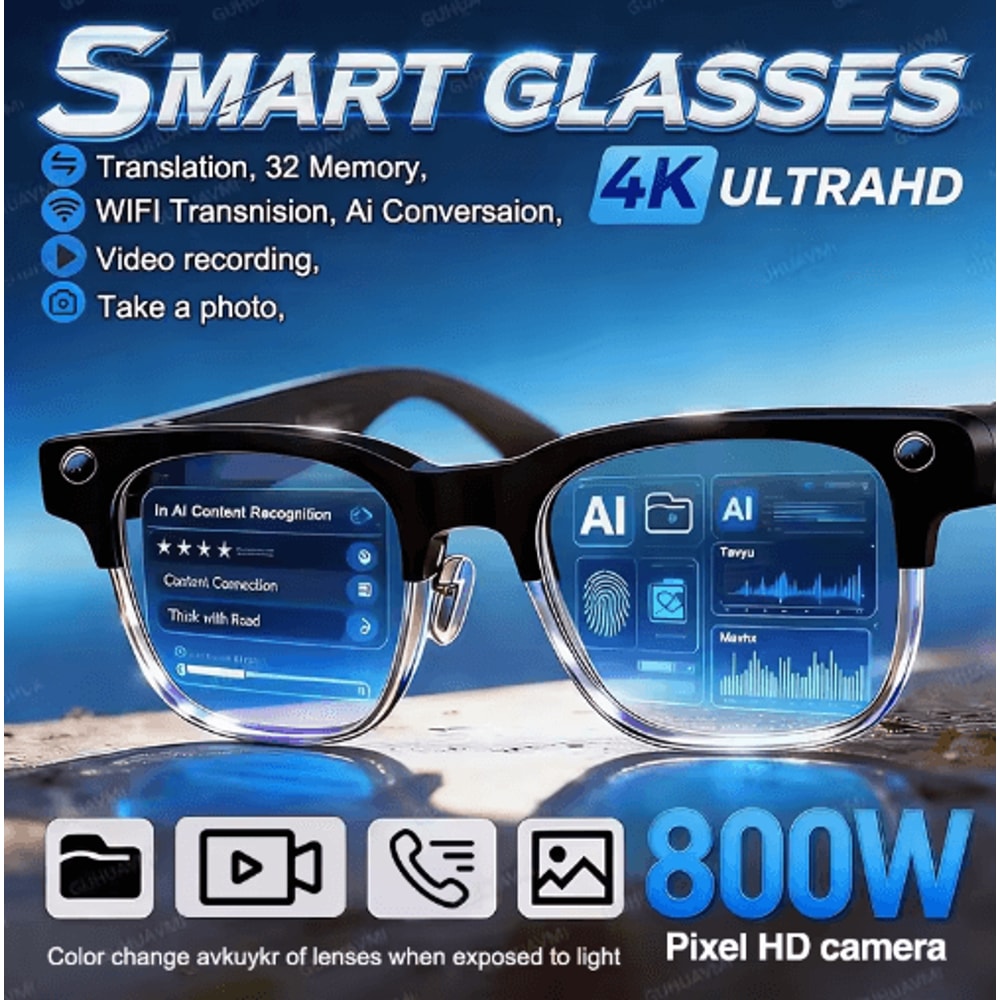 VisionPro AI Smart Glasses 800W Camera Bluetooth Call RealTime Translation Sunglasses 0