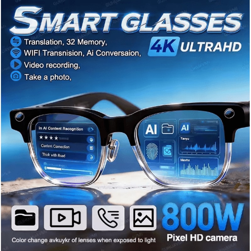 VisionPro AI Smart Glasses 800W Camera Bluetooth Call RealTime Translation Sunglasses 0