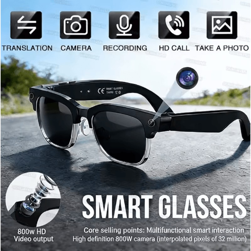VisionPro AI Smart Glasses 800W Camera Bluetooth Call RealTime Translation Sunglasses 3