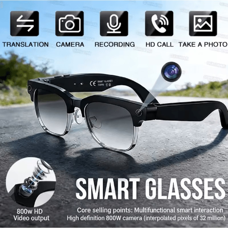 VisionPro AI Smart Glasses 800W Camera Bluetooth Call RealTime Translation Sunglasses 4
