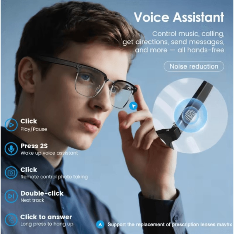 VisionPro AI Smart Glasses 800W Camera Bluetooth Call RealTime Translation Sunglasses 7