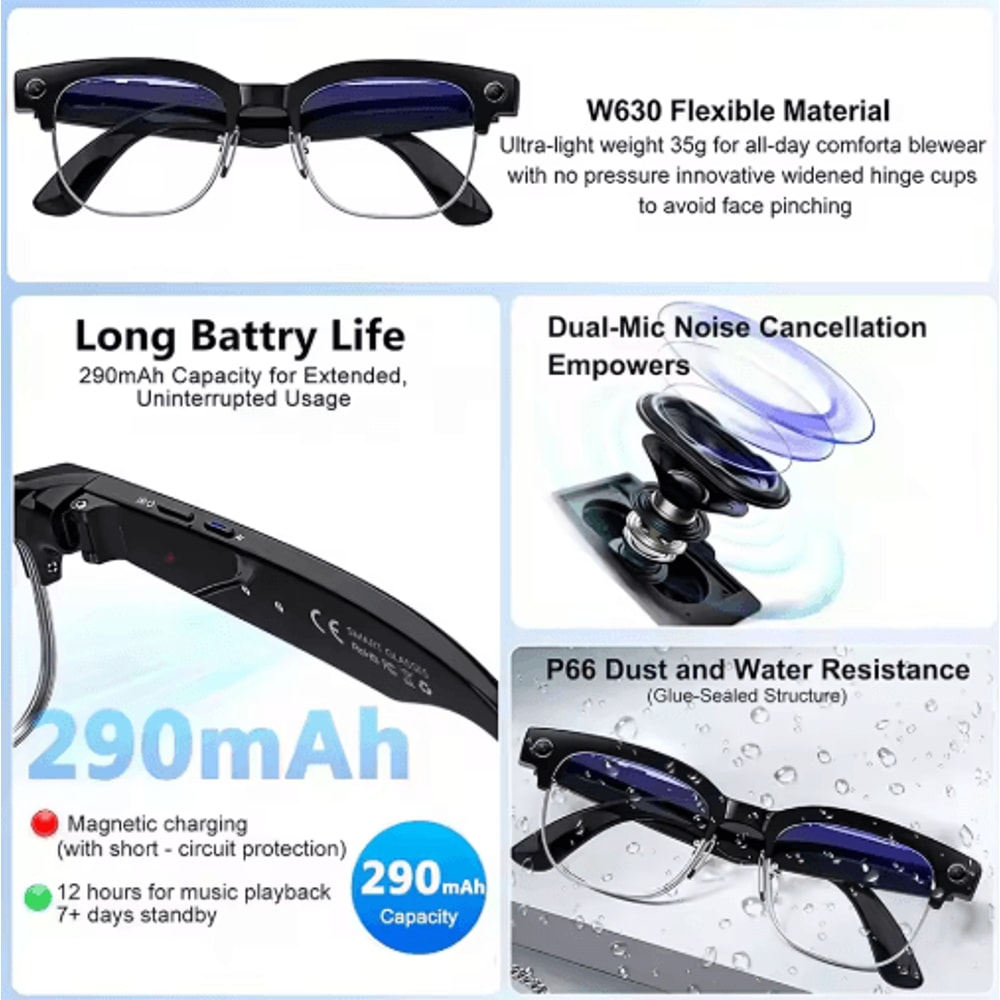 VisionPro AI Smart Glasses 800W Camera Bluetooth Call RealTime Translation Sunglasses 8