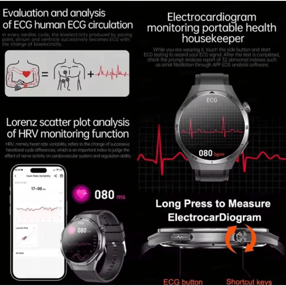 HealthGuard Pro AI Smartwatch ECG PPG Blood Pressure Uric Acid Monitor 10