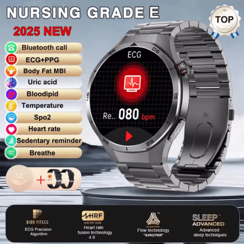 HealthGuard Pro AI Smartwatch ECG PPG Blood Pressure Uric Acid Monitor 2