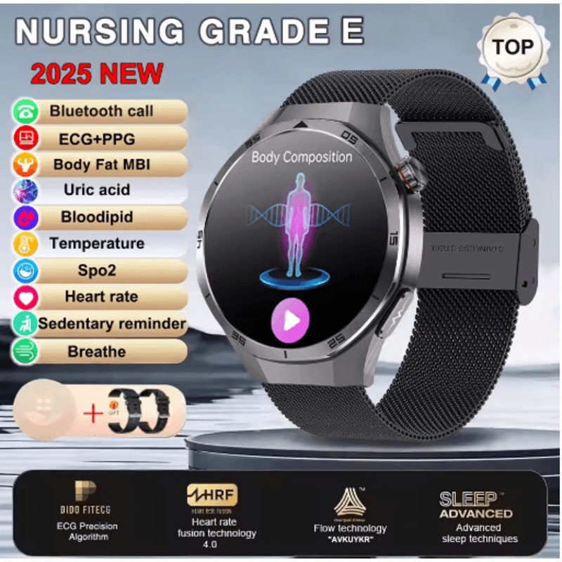 HealthGuard Pro AI Smartwatch ECG PPG Blood Pressure Uric Acid Monitor 3