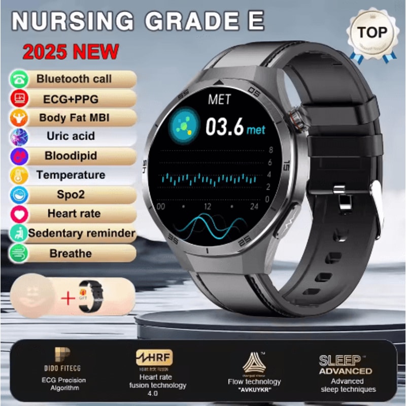 HealthGuard Pro AI Smartwatch ECG PPG Blood Pressure Uric Acid Monitor 5