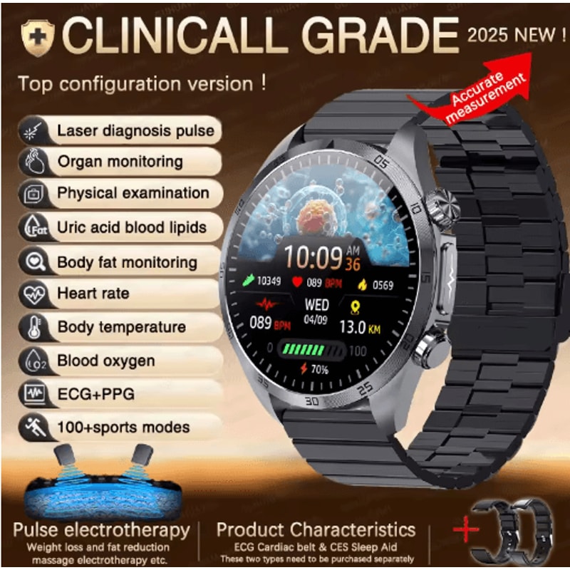 PulseGuard AI Health Smartwatch ECG PPG Blood Pressure Uric Acid Monitor 3