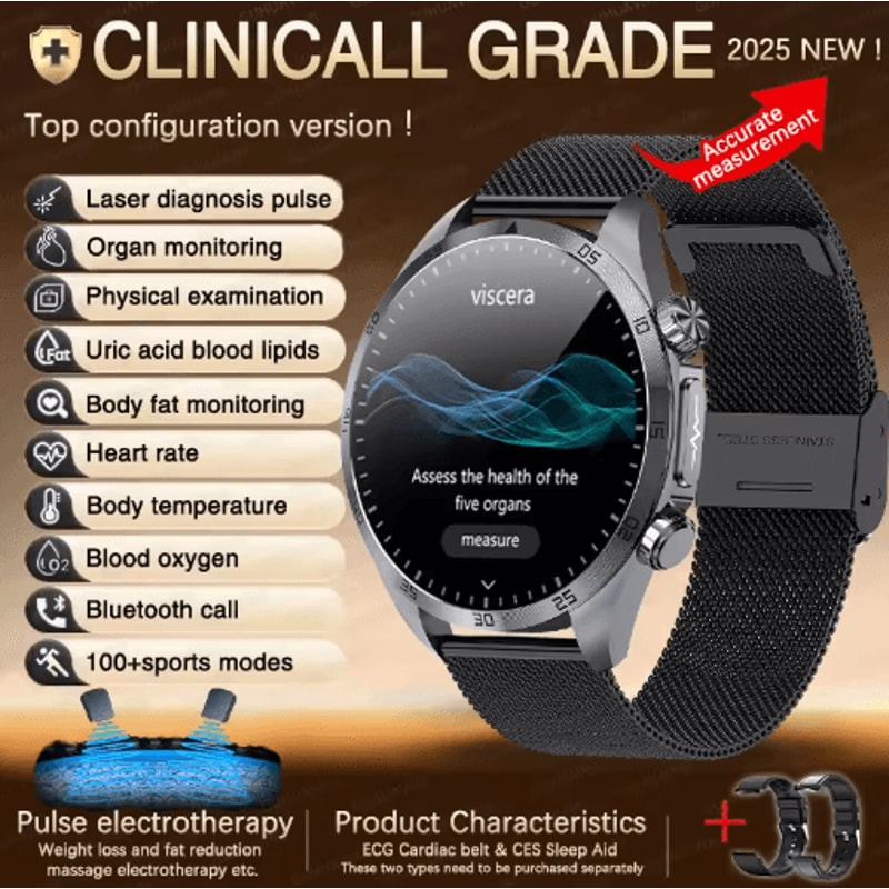 PulseGuard AI Health Smartwatch ECG PPG Blood Pressure Uric Acid Monitor 4