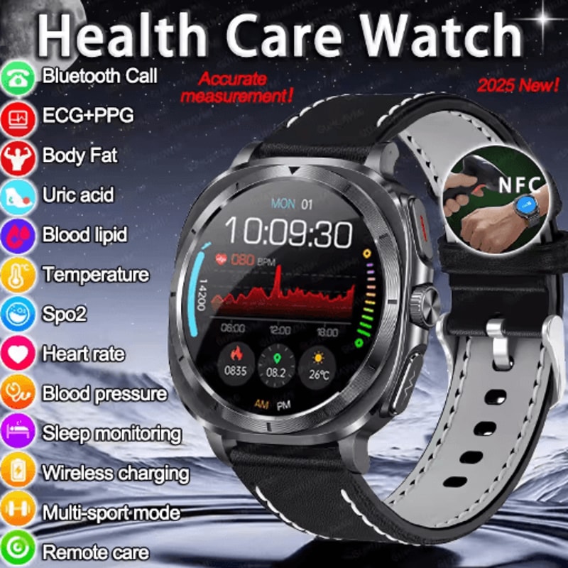 VitaPulse AI Laser Health Smartwatch ECG PPG Blood Pressure Body Analysis Watch 0
