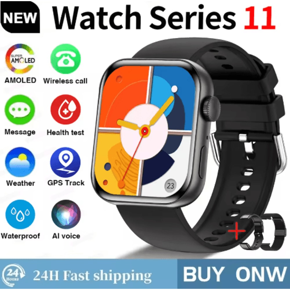 Global S11 AMOLED GPS Smartwatch Bluetooth Call Waterproof Fitness Watch For IOS Android 10