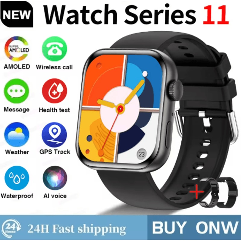Global S11 AMOLED GPS Smartwatch Bluetooth Call Waterproof Fitness Watch For IOS Android 10