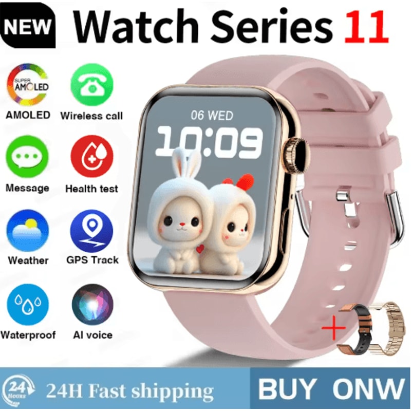 Global S11 AMOLED GPS Smartwatch Bluetooth Call Waterproof Fitness Watch For IOS Android 2